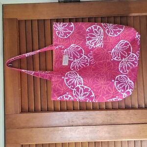 Lilly Pulitzer for Estee Lauder pink and white reusable bag